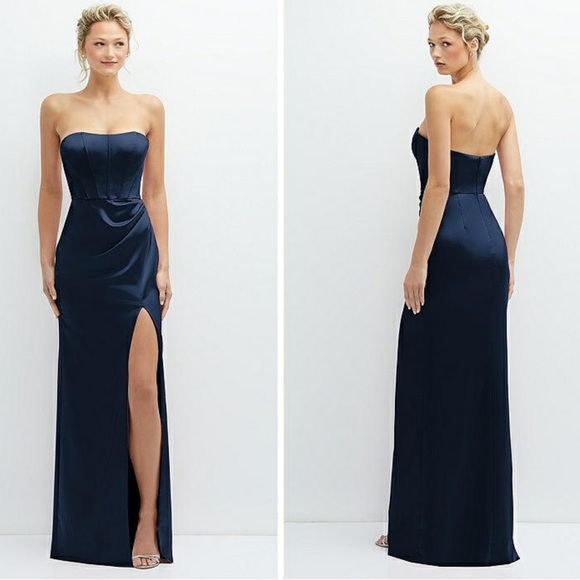 NWOT After Six Strapless Corset Satin Draped Maxi Dress Gown Size 10 Style 6888 - Picture 1 of 12
